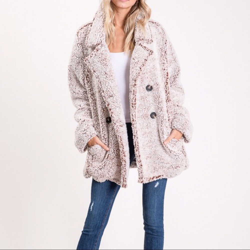 BLACK FRIDAY 🎄Teddy Bear Pea Coat-Mocha - Picture 2 of 8